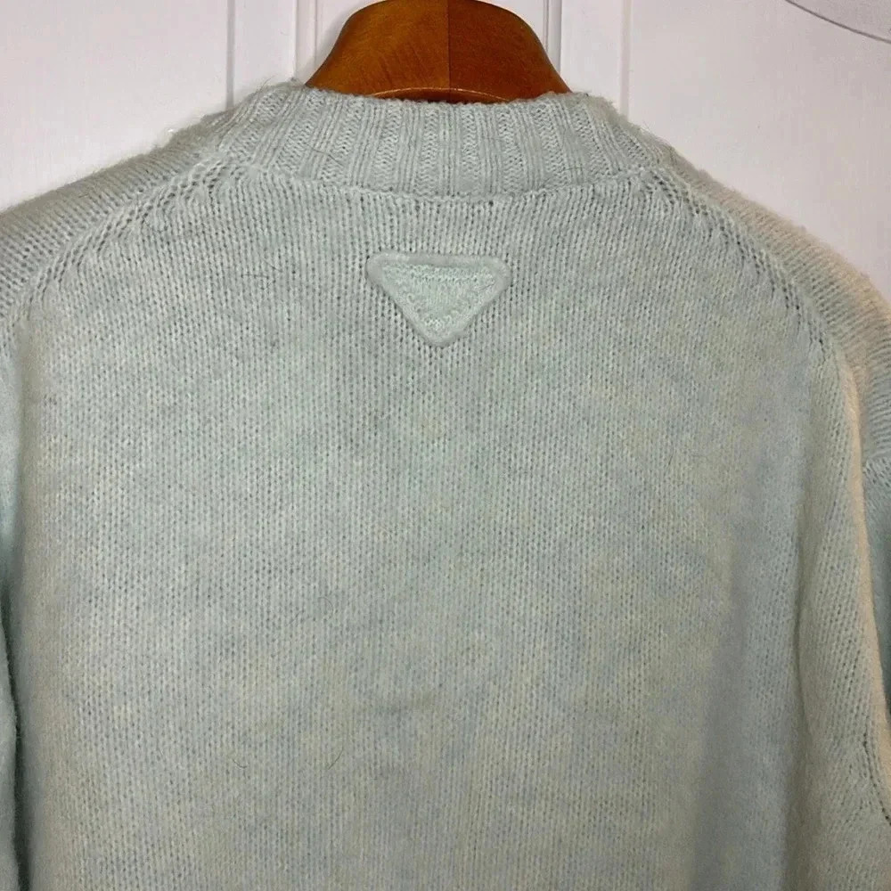 VGC Prada womens oversized light seafoam wool cardigan current size 40 - Picture 10 of 13
